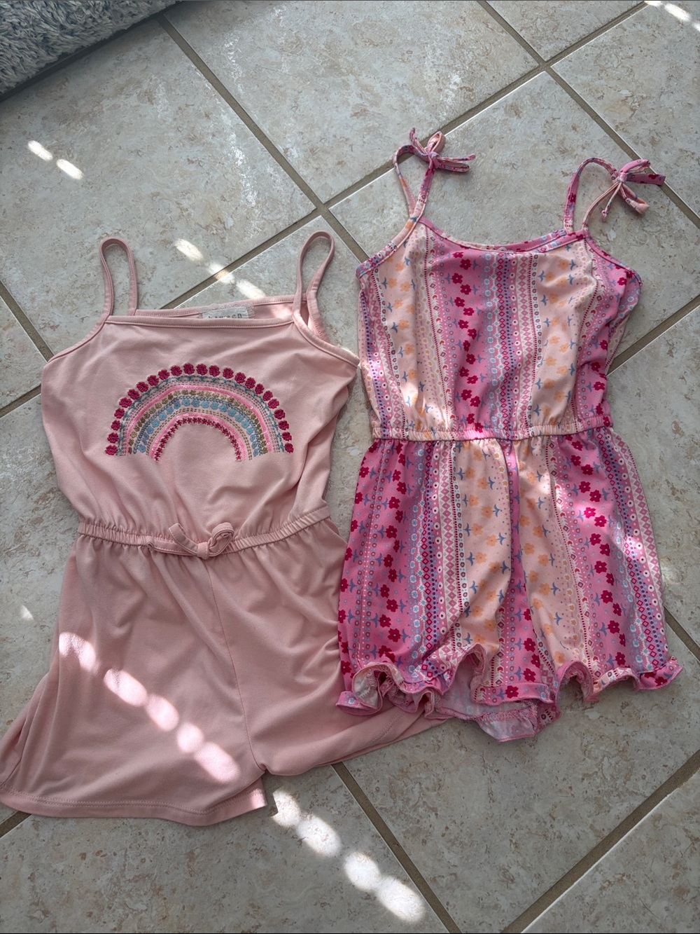 btween Pink & Multi-Color Girls Sleeveless Romper Set